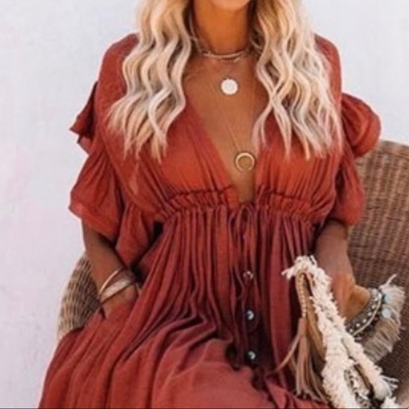 NWT Charlie Charlie Charlotte Red Maxi Dress - Picture 2 of 11